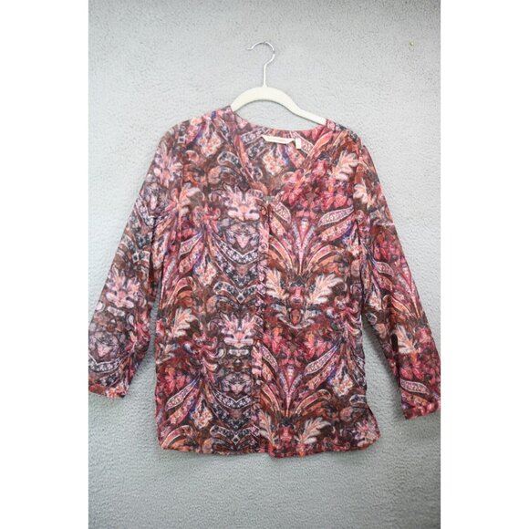 Soft Surroundings Sheer Metallic Button Up Tunic Top-Size XS - Picture 1 of 10